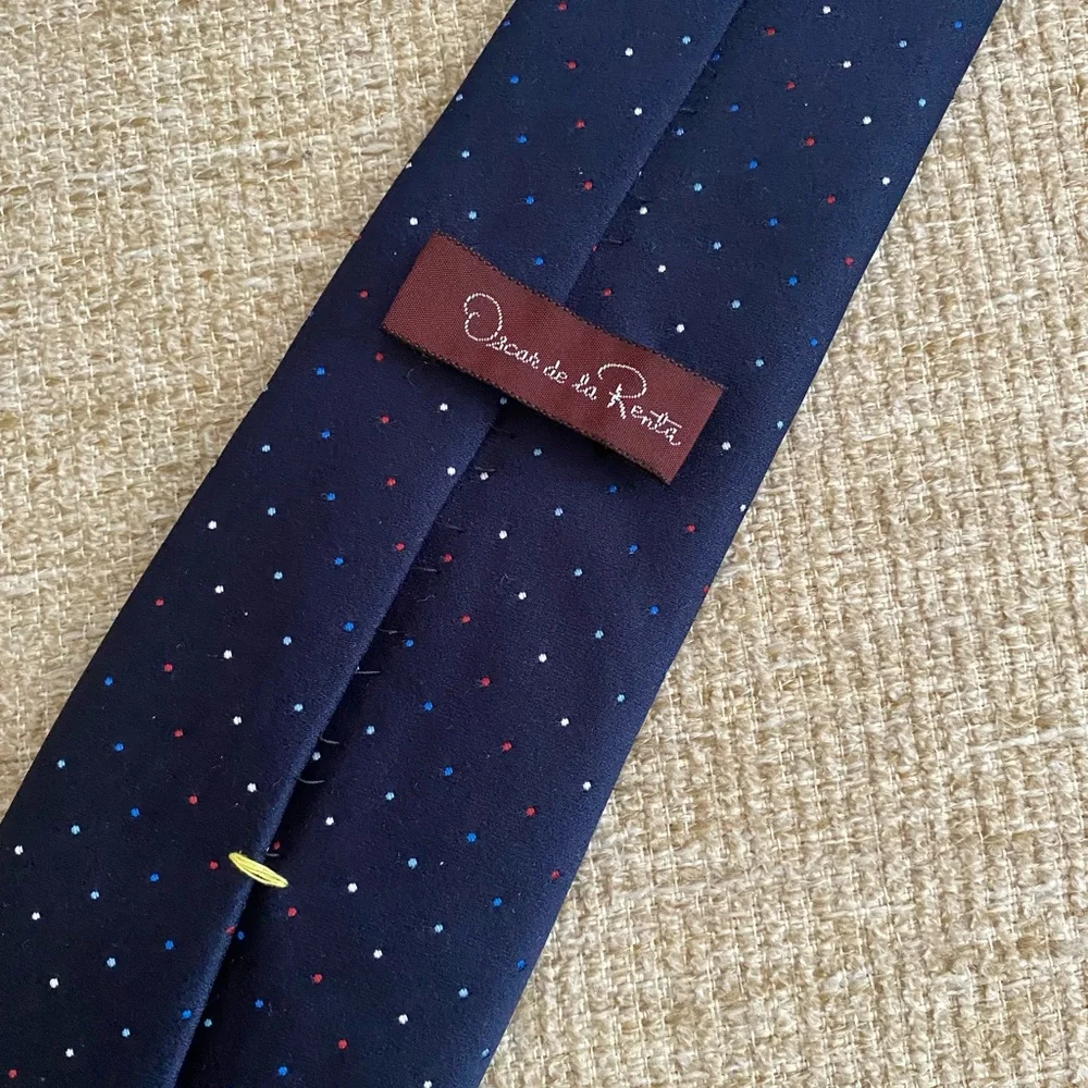 Oscar de la Renta America Blue Polka Dot Silk Men's Tie